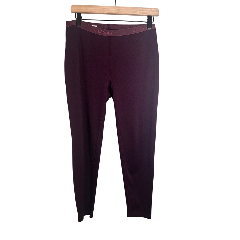 LL Bean Womens Small Burgundy Midweight Base‎ Layer Leggings Thermal Pants OJUH6